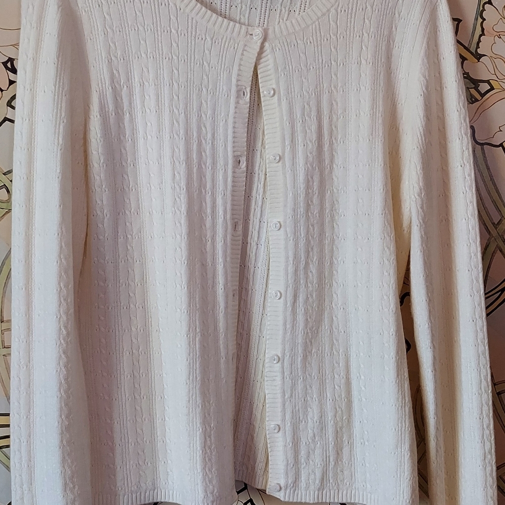 Vintage Casual Corner cream size medium cardigan Hong Kong 70s